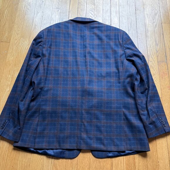 Tommy Hilfiger Mens Size 48R Navy & Brown Plaid Casual Sport Coat Blazer Jacket - Picture 12 of 16